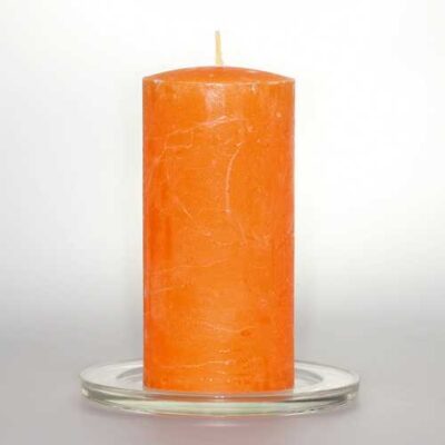 Kerzen Stabkerzen 6cm Raureif Stumpen orange 12cm hoch