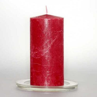 Kerzen Stabkerzen 6cm Raureif Stumpen rot 12cm hoch