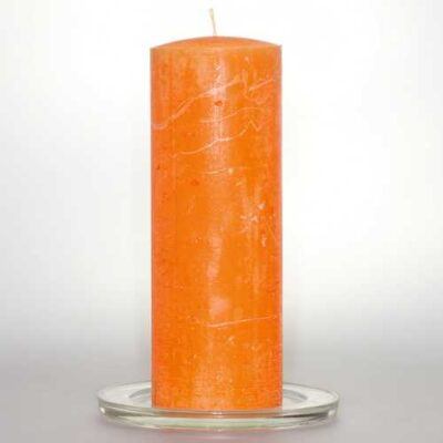Kerzen Stabkerzen 6cm Raureif Stumpen orange 16cm hoch