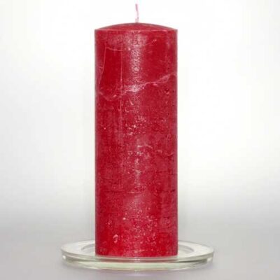 Kerzen Stabkerzen 6cm Raureif Stumpen rot 16cm hoch
