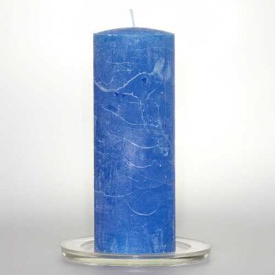 Kerzen Stabkerzen 6cm Raureif Stumpen blau 16cm hoch