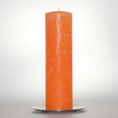 Kerzen Stabkerzen 6cm Raureif Stumpen orange 21cm hoch