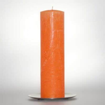 Kerzen Stabkerzen 6cm Raureif Stumpen orange 21cm hoch