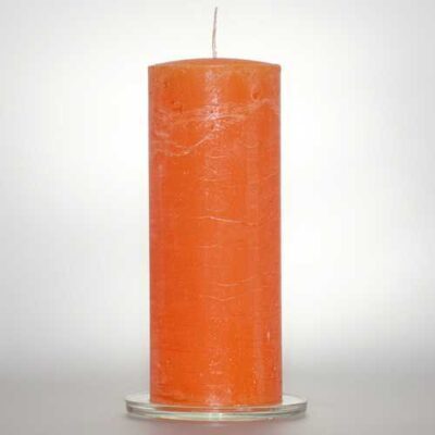 Kerzen Stabkerzen 8cm Raureif Stumpen orange 20cm hoch