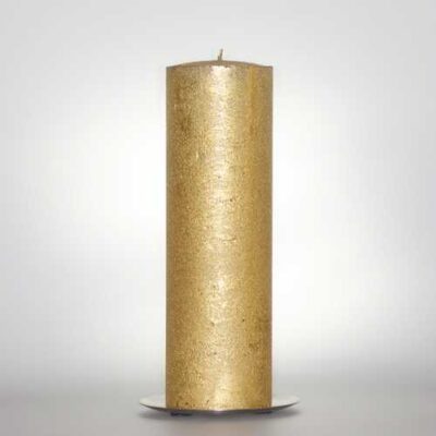 Kerzen Stabkerzen 8cm Raureif Stumpen gold 25cm hoch