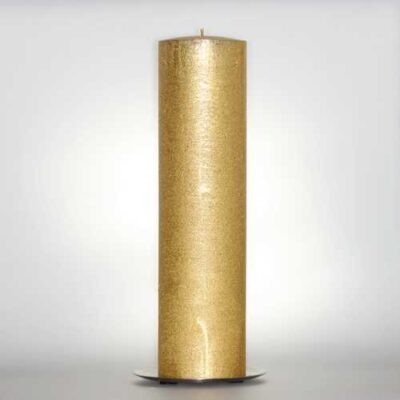 Kerzen Stabkerzen 8cm Raureif Stumpen gold 30cm hoch